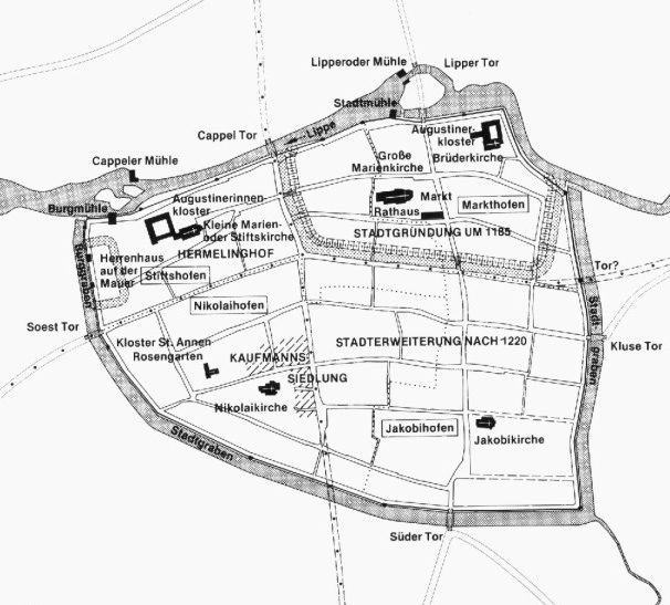Der Stadtgrundriss Lippstadts zur Gründung der Stadt