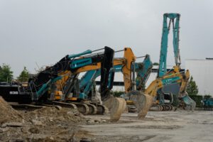 Hella, Ansicht der Abrissbagger